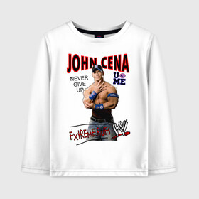 Детский лонгслив хлопок с принтом John Cena Extreme Rules в Петрозаводске, 100% хлопок | круглый вырез горловины, полуприлегающий силуэт, длина до линии бедер | wwe | бои без правил | джон сина