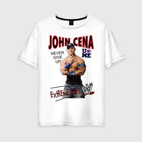 Женская футболка хлопок Oversize с принтом John Cena Extreme Rules в Петрозаводске, 100% хлопок | свободный крой, круглый ворот, спущенный рукав, длина до линии бедер
 | wwe | бои без правил | джон сина