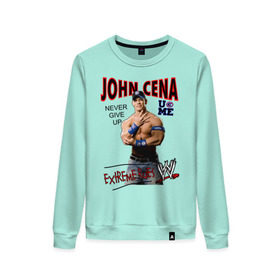 Женский свитшот хлопок с принтом John Cena Extreme Rules в Петрозаводске, 100% хлопок | прямой крой, круглый вырез, на манжетах и по низу широкая трикотажная резинка  | wwe | бои без правил | джон сина
