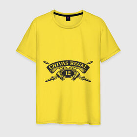Мужская футболка хлопок с принтом Chivas Regal 12 в Петрозаводске, 100% хлопок | прямой крой, круглый вырез горловины, длина до линии бедер, слегка спущенное плечо. | chivas regal | whisky | виски | логотип | чивас ригал