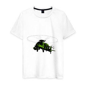 Мужская футболка хлопок с принтом Вертолёт в Петрозаводске, 100% хлопок | прямой крой, круглый вырез горловины, длина до линии бедер, слегка спущенное плечо. | helicopter | армия | ввс | вертолет | вертушка | воздушные силы