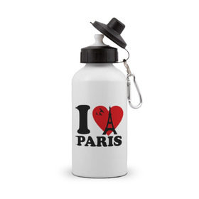 Бутылка спортивная с принтом Я люблю Париж в Петрозаводске, металл | емкость — 500 мл, в комплекте две пластиковые крышки и карабин для крепления | Тематика изображения на принте: paris | париж | франция france | эйфелева башня | я люблю