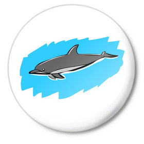 Значок с принтом Дельфин в Петрозаводске,  металл | круглая форма, металлическая застежка в виде булавки | 