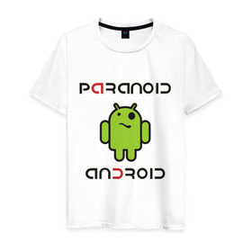 Мужская футболка хлопок с принтом Paranoid android в Петрозаводске, 100% хлопок | прямой крой, круглый вырез горловины, длина до линии бедер, слегка спущенное плечо. | paranoid android | админу | андроид | параноик | прикольные