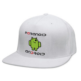 Кепка снепбек с прямым козырьком с принтом Paranoid android в Петрозаводске, хлопок 100% |  | android | paranoid android | админу | андроид | андройд | параниок андроид