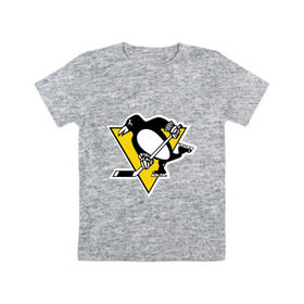 Детская футболка хлопок с принтом Pittsburgh Penguins в Петрозаводске, 100% хлопок | круглый вырез горловины, полуприлегающий силуэт, длина до линии бедер | пингвин