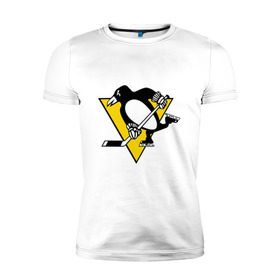 Мужская футболка премиум с принтом Pittsburgh Penguins в Петрозаводске, 92% хлопок, 8% лайкра | приталенный силуэт, круглый вырез ворота, длина до линии бедра, короткий рукав | пингвин