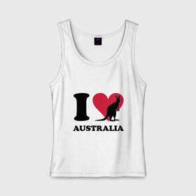 Женская майка хлопок с принтом I love Australia в Петрозаводске, 95% хлопок, 5% эластан |  | i love | i love australia | кенгуру | я люблю | я люблю австралию