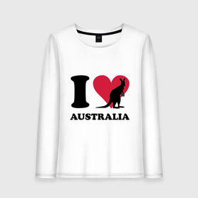 Женский лонгслив хлопок с принтом I love Australia в Петрозаводске, 100% хлопок |  | i love | i love australia | кенгуру | я люблю | я люблю австралию