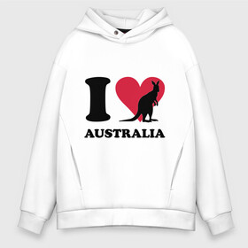 Мужское худи Oversize хлопок с принтом I love Australia в Петрозаводске, френч-терри — 70% хлопок, 30% полиэстер. Мягкий теплый начес внутри —100% хлопок | боковые карманы, эластичные манжеты и нижняя кромка, капюшон на магнитной кнопке | i love | i love australia | кенгуру | я люблю | я люблю австралию