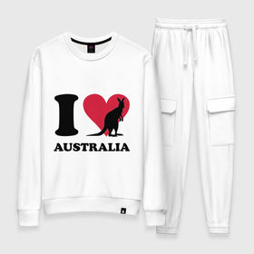 Женский костюм хлопок с принтом I love Australia в Петрозаводске, 100% хлопок | на свитшоте круглая горловина, мягкая резинка по низу. Брюки заужены к низу, на них два вида карманов: два 