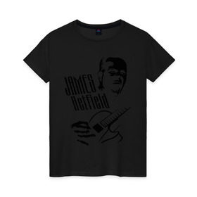 Женская футболка хлопок с принтом Metallica (Джеймс Хэтфилд) в Петрозаводске, 100% хлопок | прямой крой, круглый вырез горловины, длина до линии бедер, слегка спущенное плечо | металлика