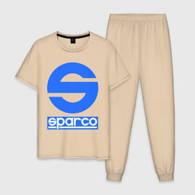 Мужская пижама хлопок с принтом Sparco (Спарко) в Петрозаводске, 100% хлопок | брюки и футболка прямого кроя, без карманов, на брюках мягкая резинка на поясе и по низу штанин
 | sparco | автотюнинг | спарко | тюнинг