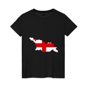 Женская футболка хлопок с принтом Грузия (Georgia) в Петрозаводске, 100% хлопок | прямой крой, круглый вырез горловины, длина до линии бедер, слегка спущенное плечо | georgia | грузия | карта грузии | флаг грузии