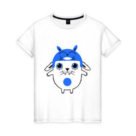 Женская футболка хлопок с принтом Totoro в Петрозаводске, 100% хлопок | прямой крой, круглый вырез горловины, длина до линии бедер, слегка спущенное плечо | заяц