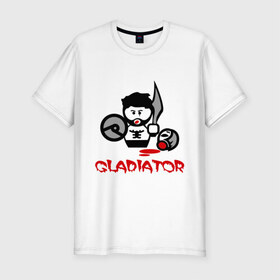 Мужская футболка премиум с принтом Gladiator (Гладиатор) в Петрозаводске, 92% хлопок, 8% лайкра | приталенный силуэт, круглый вырез ворота, длина до линии бедра, короткий рукав | Тематика изображения на принте: gladiator | гладиатор