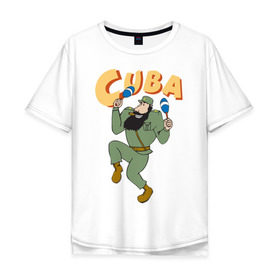 Мужская футболка хлопок Oversize с принтом Cuba - Fidel Castro в Петрозаводске, 100% хлопок | свободный крой, круглый ворот, “спинка” длиннее передней части | castro | cuba | fidel | кастро | куба | лидер | фидель