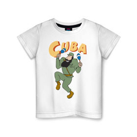 Детская футболка хлопок с принтом Cuba - Fidel Castro в Петрозаводске, 100% хлопок | круглый вырез горловины, полуприлегающий силуэт, длина до линии бедер | castro | cuba | fidel | кастро | куба | лидер | фидель