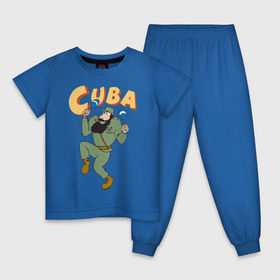 Детская пижама хлопок с принтом Cuba - Fidel Castro в Петрозаводске, 100% хлопок |  брюки и футболка прямого кроя, без карманов, на брюках мягкая резинка на поясе и по низу штанин
 | Тематика изображения на принте: castro | cuba | fidel | кастро | куба | лидер | фидель