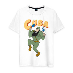 Мужская футболка хлопок с принтом Cuba - Fidel Castro в Петрозаводске, 100% хлопок | прямой крой, круглый вырез горловины, длина до линии бедер, слегка спущенное плечо. | Тематика изображения на принте: castro | cuba | fidel | кастро | куба | лидер | фидель