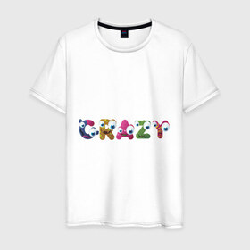 Мужская футболка хлопок с принтом Crazy (3) в Петрозаводске, 100% хлопок | прямой крой, круглый вырез горловины, длина до линии бедер, слегка спущенное плечо. | crazy | smile | безумие | безумство | глаза | крейзи | псих | смайлик | смайлики
