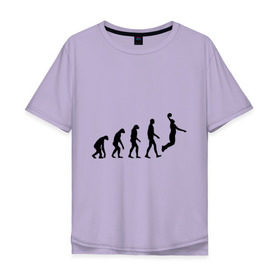 Мужская футболка хлопок Oversize с принтом Баскетбольная эволюция в Петрозаводске, 100% хлопок | свободный крой, круглый ворот, “спинка” длиннее передней части | баскетбол | баскетболист | дарвин | человек | эволюция