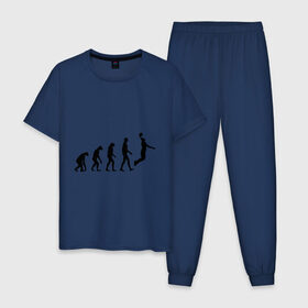 Мужская пижама хлопок с принтом Баскетбольная эволюция в Петрозаводске, 100% хлопок | брюки и футболка прямого кроя, без карманов, на брюках мягкая резинка на поясе и по низу штанин
 | баскетбол | баскетболист | дарвин | человек | эволюция