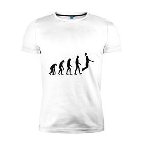 Мужская футболка премиум с принтом Баскетбольная эволюция в Петрозаводске, 92% хлопок, 8% лайкра | приталенный силуэт, круглый вырез ворота, длина до линии бедра, короткий рукав | баскетбол | баскетболист | дарвин | человек | эволюция