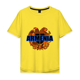 Мужская футболка хлопок Oversize с принтом Армения в Петрозаводске, 100% хлопок | свободный крой, круглый ворот, “спинка” длиннее передней части | armenia | армянин | герб армении