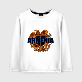 Детский лонгслив хлопок с принтом Армения в Петрозаводске, 100% хлопок | круглый вырез горловины, полуприлегающий силуэт, длина до линии бедер | armenia | армянин | герб армении