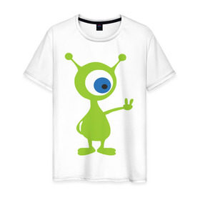 Мужская футболка хлопок с принтом Инопланетный зверек в Петрозаводске, 100% хлопок | прямой крой, круглый вырез горловины, длина до линии бедер, слегка спущенное плечо. | гуманоид | инопланетный зверек с планеты эпиметей.пришельцы | инопланетянин | нло