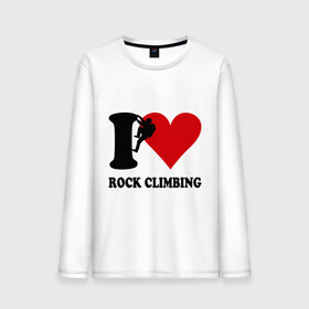 Мужской лонгслив хлопок с принтом I love rock climbing - Я люблю скалолазание в Петрозаводске, 100% хлопок |  | i love | rock climbing | скалолазание | я люблю