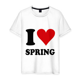 Мужская футболка хлопок с принтом I love spring - Я люблю весну в Петрозаводске, 100% хлопок | прямой крой, круглый вырез горловины, длина до линии бедер, слегка спущенное плечо. | i love | spring | весенний | весна | время года | люблю весну