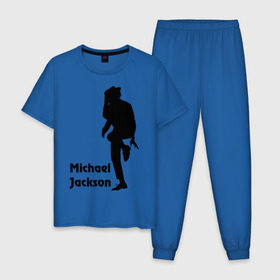 Мужская пижама хлопок с принтом Michael Jackson (15) в Петрозаводске, 100% хлопок | брюки и футболка прямого кроя, без карманов, на брюках мягкая резинка на поясе и по низу штанин
 | michael jackson | pop | король | легенда | майкл джексон | поп | силуэт