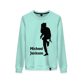 Женский свитшот хлопок с принтом Michael Jackson (15) в Петрозаводске, 100% хлопок | прямой крой, круглый вырез, на манжетах и по низу широкая трикотажная резинка  | michael jackson | pop | король | легенда | майкл джексон | поп | силуэт