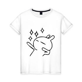 Женская футболка хлопок с принтом Disco rabbit в Петрозаводске, 100% хлопок | прямой крой, круглый вырез горловины, длина до линии бедер, слегка спущенное плечо | disco rabbit | диско кролик | дискотека | кролик