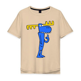 Мужская футболка хлопок Oversize с принтом Лось в Петрозаводске, 100% хлопок | свободный крой, круглый ворот, “спинка” длиннее передней части | happy tree friends | лось