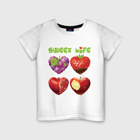 Детская футболка хлопок с принтом Sweet Life - Сладкая жизнь в Петрозаводске, 100% хлопок | круглый вырез горловины, полуприлегающий силуэт, длина до линии бедер | sweet life | конфеты | сладкая жизнь | сладкое | сладости | сладость