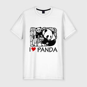 Мужская футболка премиум с принтом I love panda в Петрозаводске, 92% хлопок, 8% лайкра | приталенный силуэт, круглый вырез ворота, длина до линии бедра, короткий рукав | панда