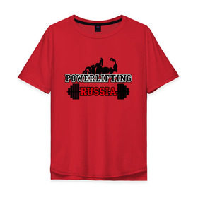 Мужская футболка хлопок Oversize с принтом Powerlifting Russia (2) в Петрозаводске, 100% хлопок | свободный крой, круглый ворот, “спинка” длиннее передней части | powerlifting