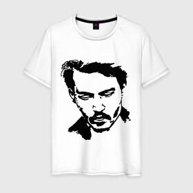 Мужская футболка хлопок с принтом Jonny Depp в Петрозаводске, 100% хлопок | прямой крой, круглый вырез горловины, длина до линии бедер, слегка спущенное плечо. | depp | johnny depp | jonny depp | депп | джек воробей