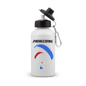 Бутылка спортивная с принтом Paragliding в Петрозаводске, металл | емкость — 500 мл, в комплекте две пластиковые крышки и карабин для крепления | Тематика изображения на принте: paragliding | воздушный спорт | парашют | парашютизм