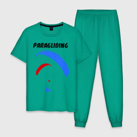 Мужская пижама хлопок с принтом Paragliding в Петрозаводске, 100% хлопок | брюки и футболка прямого кроя, без карманов, на брюках мягкая резинка на поясе и по низу штанин
 | paragliding | воздушный спорт | парашют | парашютизм