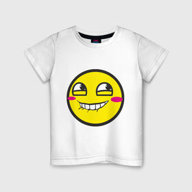 Детская футболка хлопок с принтом Безумный смайл. в Петрозаводске, 100% хлопок | круглый вырез горловины, полуприлегающий силуэт, длина до линии бедер | smile. улыбка | безумный смайл | псих | смайл | смайлик