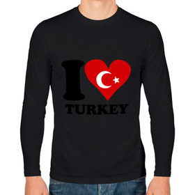 Мужской лонгслив хлопок с принтом I love turkey в Петрозаводске, 100% хлопок |  | i love turkey | полумесяц | турция | флаги | я люблю