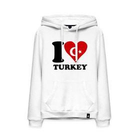 Мужская толстовка хлопок с принтом I love turkey в Петрозаводске, френч-терри, мягкий теплый начес внутри (100% хлопок) | карман-кенгуру, эластичные манжеты и нижняя кромка, капюшон с подкладом и шнурком | Тематика изображения на принте: i love turkey | полумесяц | турция | флаги | я люблю