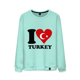 Мужской свитшот хлопок с принтом I love turkey в Петрозаводске, 100% хлопок |  | Тематика изображения на принте: i love turkey | полумесяц | турция | флаги | я люблю
