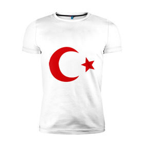 Мужская футболка премиум с принтом Турция в Петрозаводске, 92% хлопок, 8% лайкра | приталенный силуэт, круглый вырез ворота, длина до линии бедра, короткий рукав | turkey | полумесяц | турция | флаги