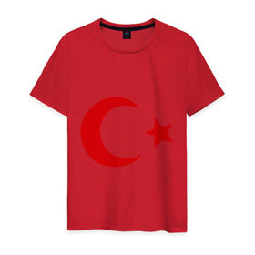 Мужская футболка хлопок с принтом Турция в Петрозаводске, 100% хлопок | прямой крой, круглый вырез горловины, длина до линии бедер, слегка спущенное плечо. | turkey | полумесяц | турция | флаги