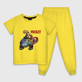 Детская пижама хлопок с принтом Phuket (4) в Петрозаводске, 100% хлопок |  брюки и футболка прямого кроя, без карманов, на брюках мягкая резинка на поясе и по низу штанин
 | слон
